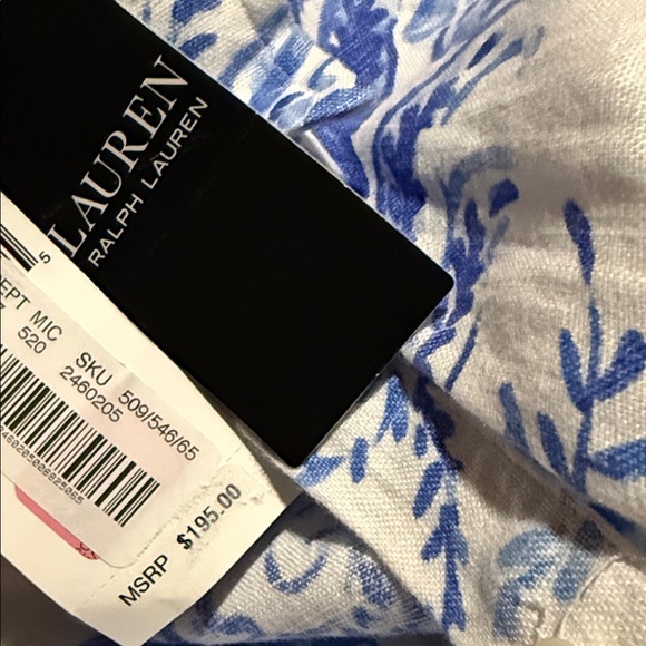 NWT Lauren Ralph Lauren Paisley Tie Front Linen Shirtdress - Picture 9 of 9